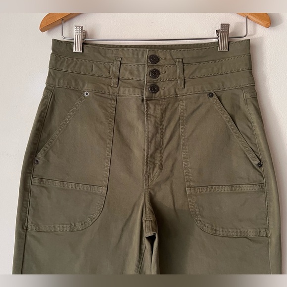 Veronica Beard Marley High-Rise Wide Leg Pants 28 Olive Convertible Ankle Tabs - Picture 8 of 16